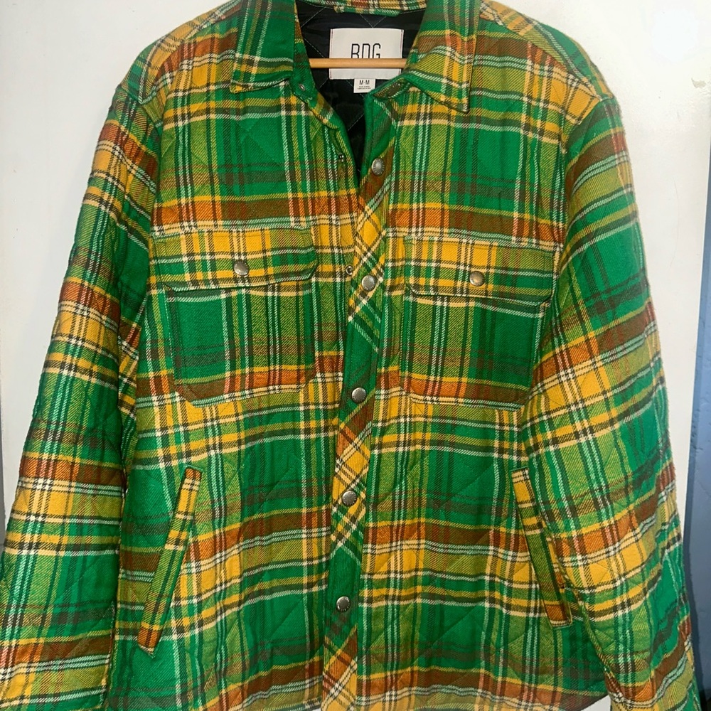 BDG Green and Yellow Plaid Jacket